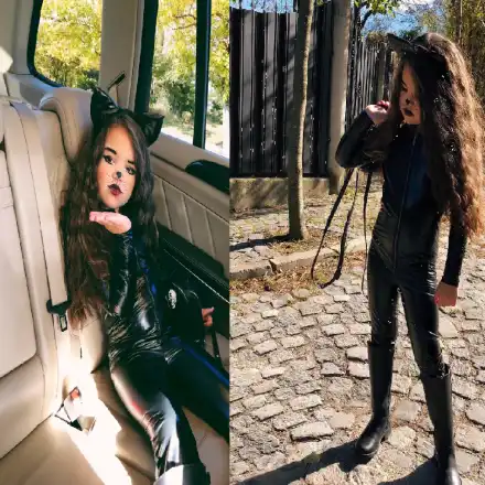 Отново е топ! Никол на Николета Лозанова се преобрази в Жената котка за Хелоуин (Вижте колко е готина)