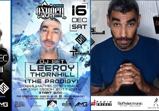Един от основателите на легендарната британска група The Prodigy - Leeroy Thornhill пристига в България за свое мини клубно турне