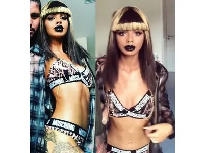 Силиконът на Сузанита изчезна! Плоскости замениха големите й гърди! (Вижте я с черна коса)