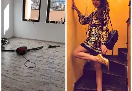 Анастасия може и сама! Фолк дивата слага ламинат, не разчита на мъж