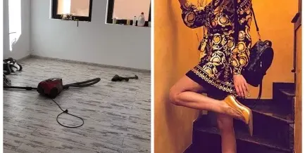 Анастасия може и сама! Фолк дивата слага ламинат, не разчита на мъж