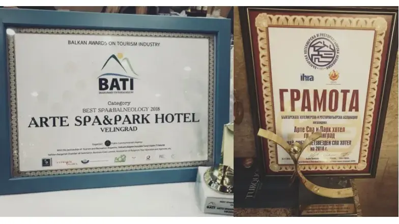 За втора поредна година: Arte Spa&Park Hotel обра наградите за най-добър спа хотел на България и на Балканите