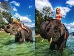 Капчикова язди слон