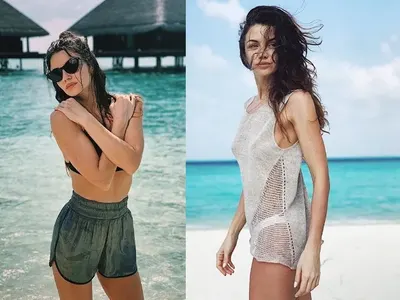 Диляна Попова събира тен на Малдивите