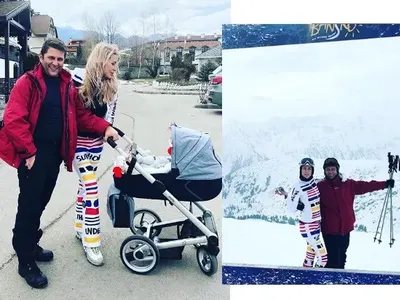 Антония Петрова на ски с малкия
