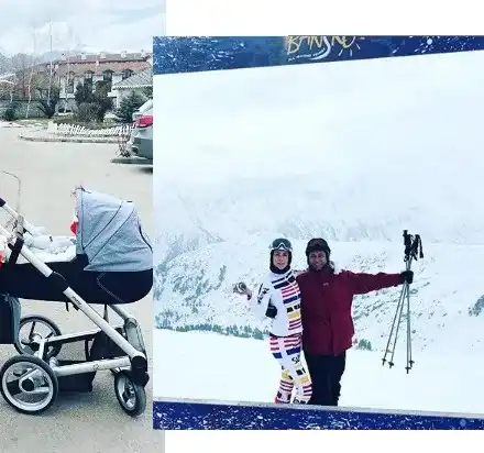 Антония Петрова на ски с малкия