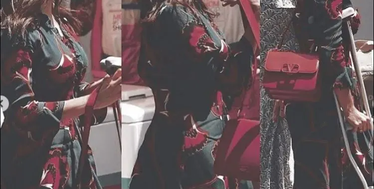 Нина Добрев куцука с патерици след контузия