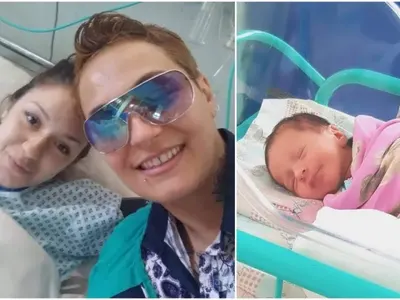 Първото бебе с еднополови родители тръгна по заведенията