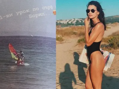 Детето на Блатечки с първи урок по сърф