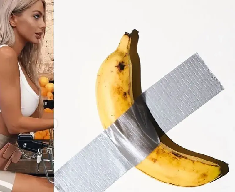 Фитнес инструкторка си лепна банан