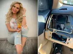 Апаши избушиха колата на Мис Плеймейт (Снимки от обира)