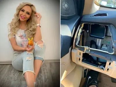 Апаши избушиха колата на Мис Плеймейт (Снимки от обира)