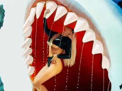 Полуголата Андреа се натика в устата на акула