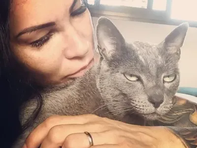 Цеци Красимирова храни котката си с ягоди