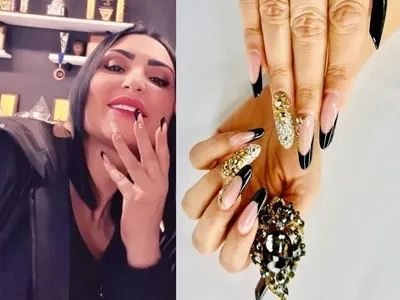 Кич! Софка с люспи от истинско злато на ноктите