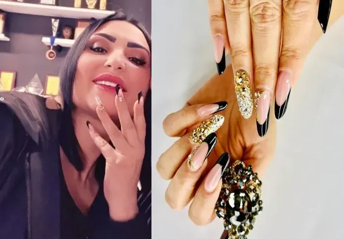 Кич! Софка с люспи от истинско злато на ноктите