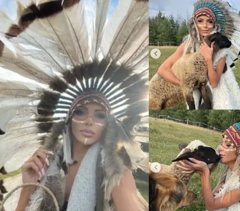 Индианка! Осипова целува агънца