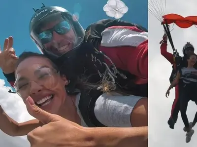 Безумно смела! Алекс Богданска се метна с парашут от 3500 м