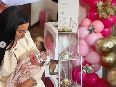 Жената на Джино в розово с погача