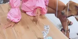 Андреа празнува рожден ден на кучето