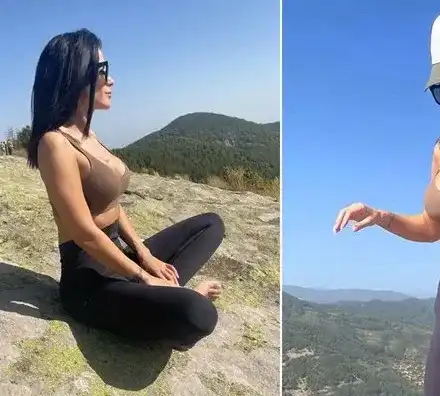 Боса в планината! Цвети медитира на открито