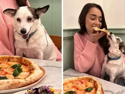 Победителката от „Ергенът“ яде с кучето си