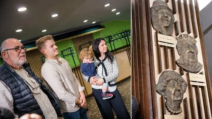 Внукът и правнуците на Калоянчев откриха маската му в Сатирата СНИМКИ