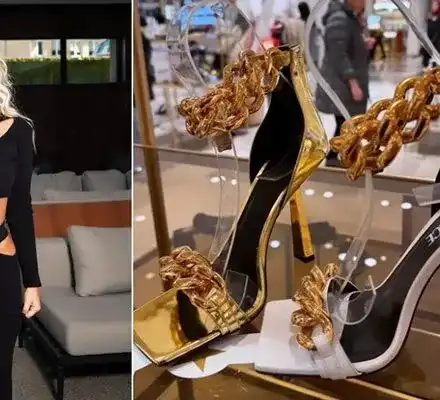 Андреа се глези със златни токчета