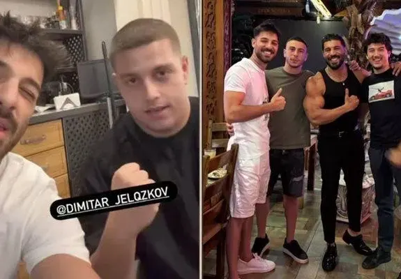 Емрах и синът на Митьо Очите размахват юмруци и мускули по морето (Снимки)