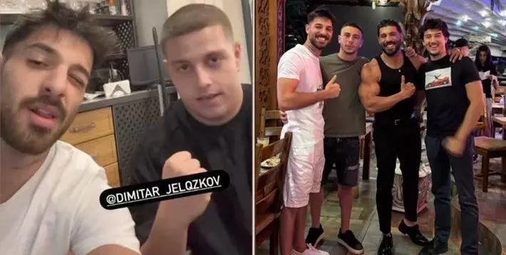 Емрах и синът на Митьо Очите размахват юмруци и мускули по морето (Снимки)
