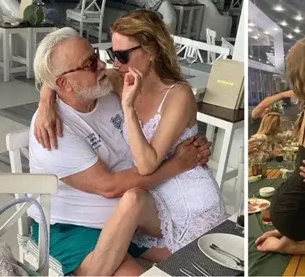 Теодора Духовникова на колене пред Владо Пенев