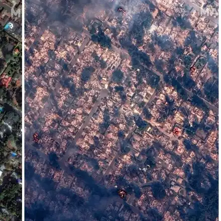 Мащабът на пожара от Космоса: Вижте Лос Анджелис преди и след огъня (снимки)