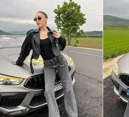 Скандална миска се фука със скъпа кола