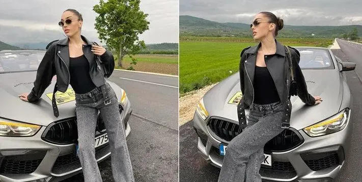 Скандална миска се фука със скъпа кола