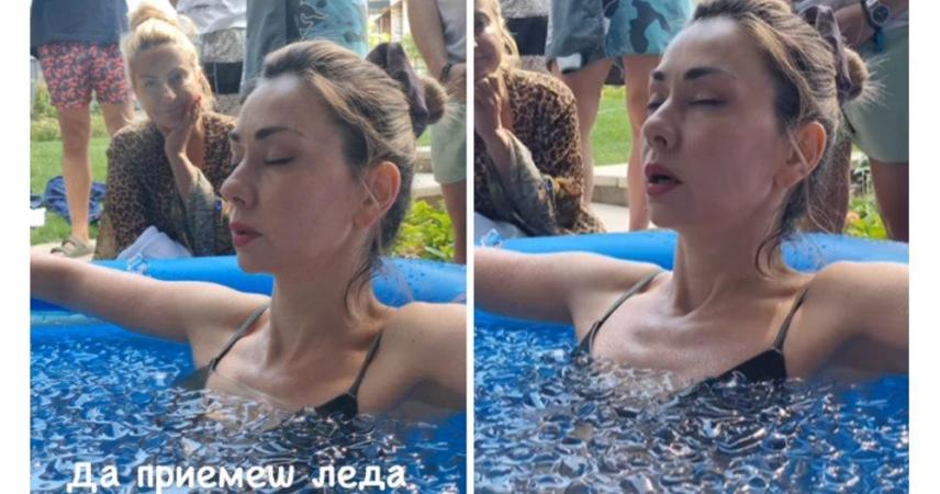 Нети се охлажда в басейн с лед