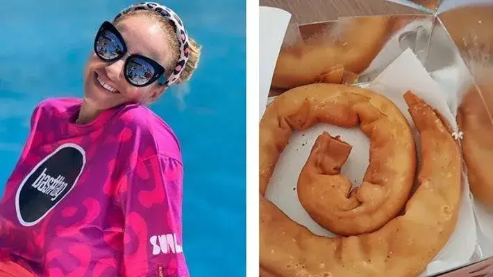 Алекс Раева нагъва баничка за закуска