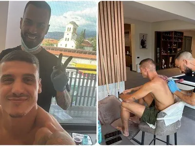 Шок! Десподов татуира гърба си с криле у дома в Кресна!