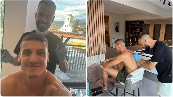 Шок! Десподов татуира гърба си с криле у дома в Кресна!