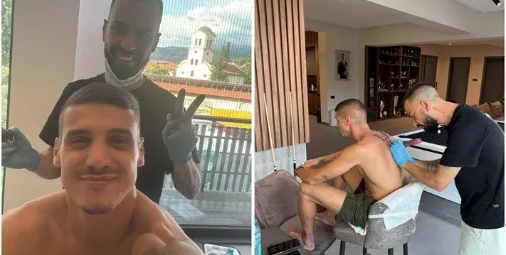 Шок! Десподов татуира гърба си с криле у дома в Кресна!