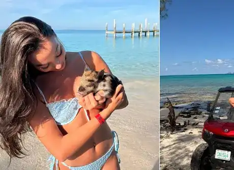 Айлин с мистериозен мъж на Бахамите (Горещи снимки)