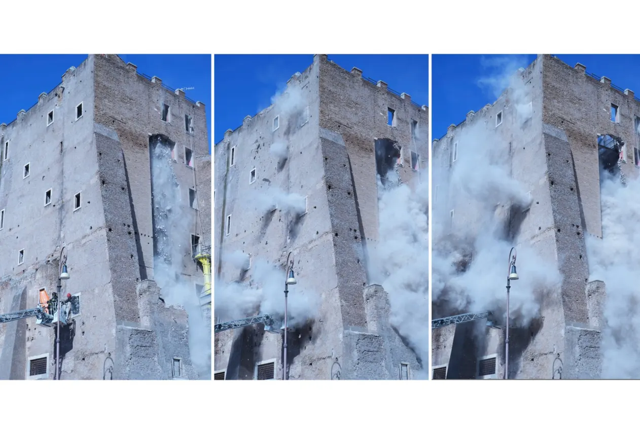 Рухна историческа кула в центъра на Рим по време на реставрация (снимки/видео)