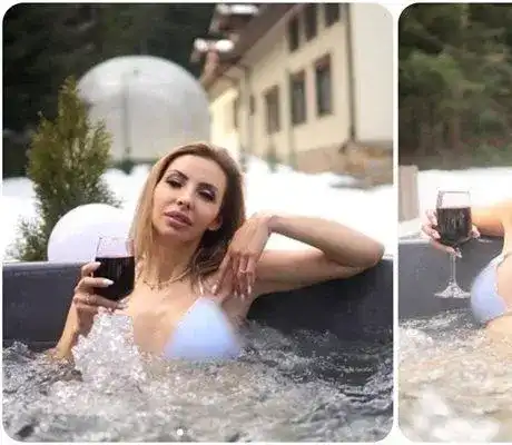 Скандал! Диана Габровска разпуска в джакузи с вино в снега!